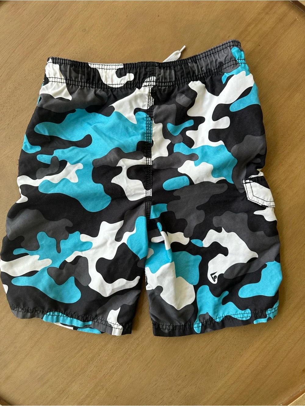 Kanu Surf Boys Black Blue Camo Swim Trunks, Size 10/12